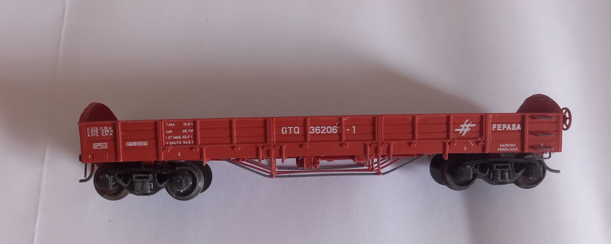 Vagão Gondola GTQ serie S reforço vertical escala HO
