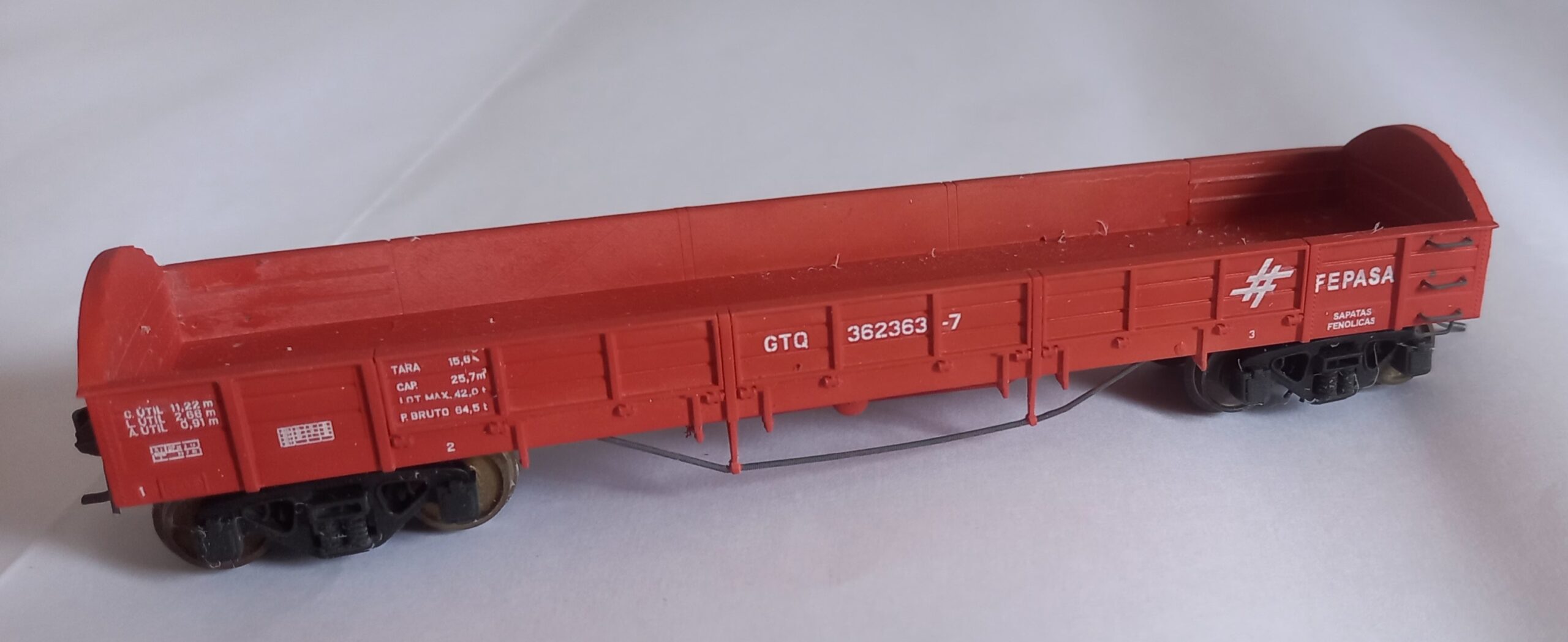 Vagão Gondola GTQ serie S reforço Horizontal escala HO